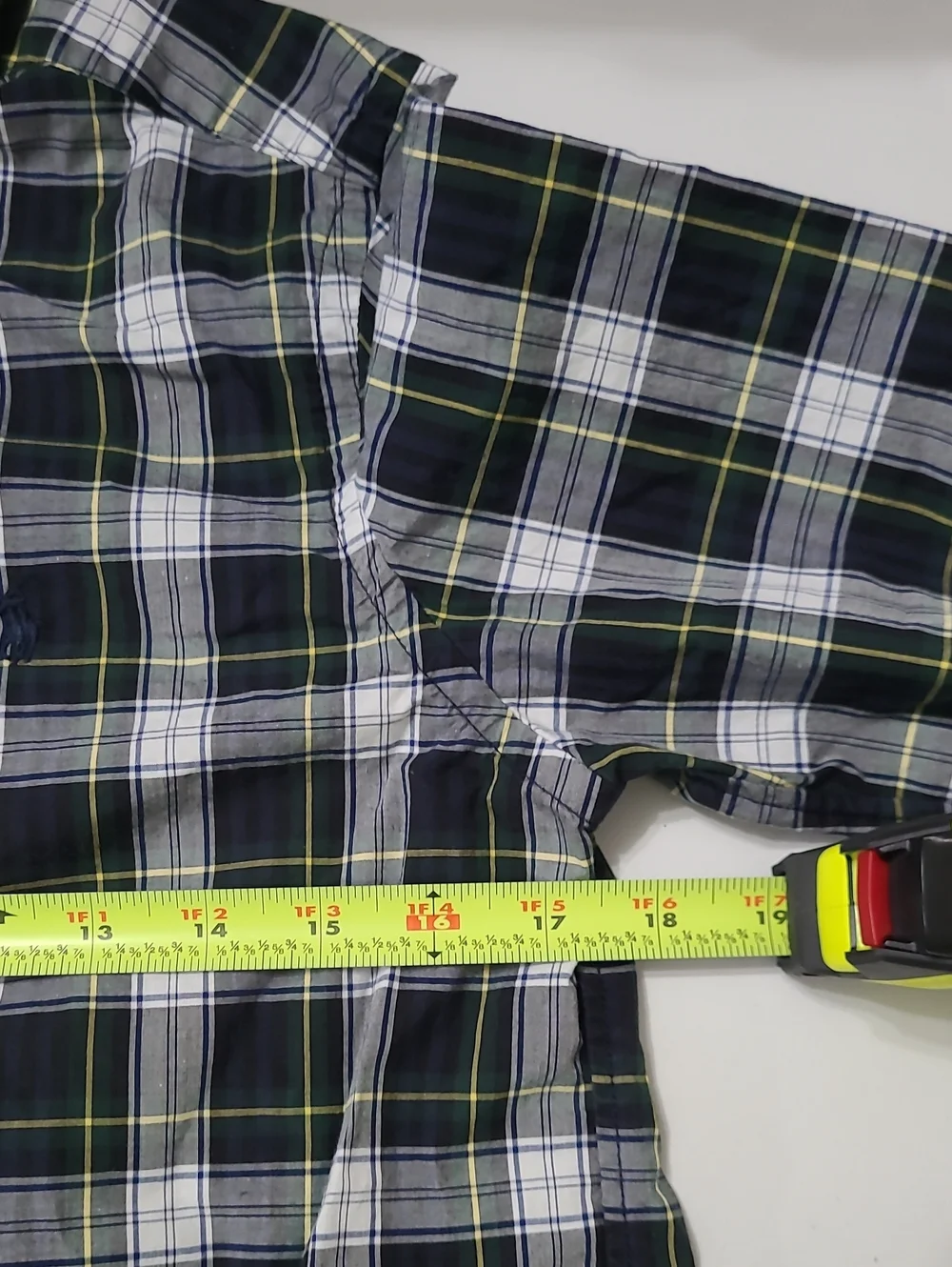 Ralph Lauren Navy, Green & White Plaid Button-Up Shirt size Large (14-16)
